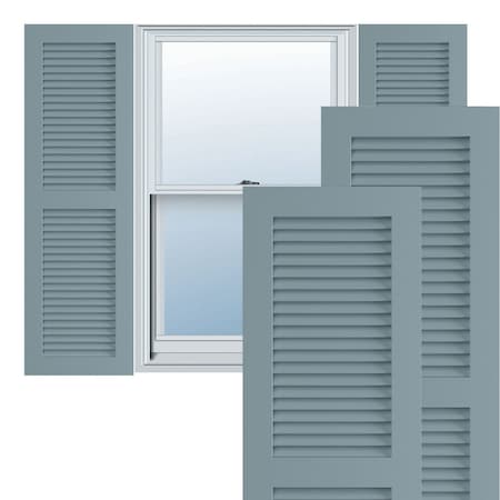 True Fit PVC Two Equal Louver Shutters, Peaceful Blue, 12W X 79H